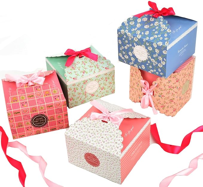 Geschenkbox 15er bunt Kästchen Geschenkschachtel in 5 Farbe, Fashionbabies Geschenk-Box für Süßigkeiten, Kuchen, Schokolade, 