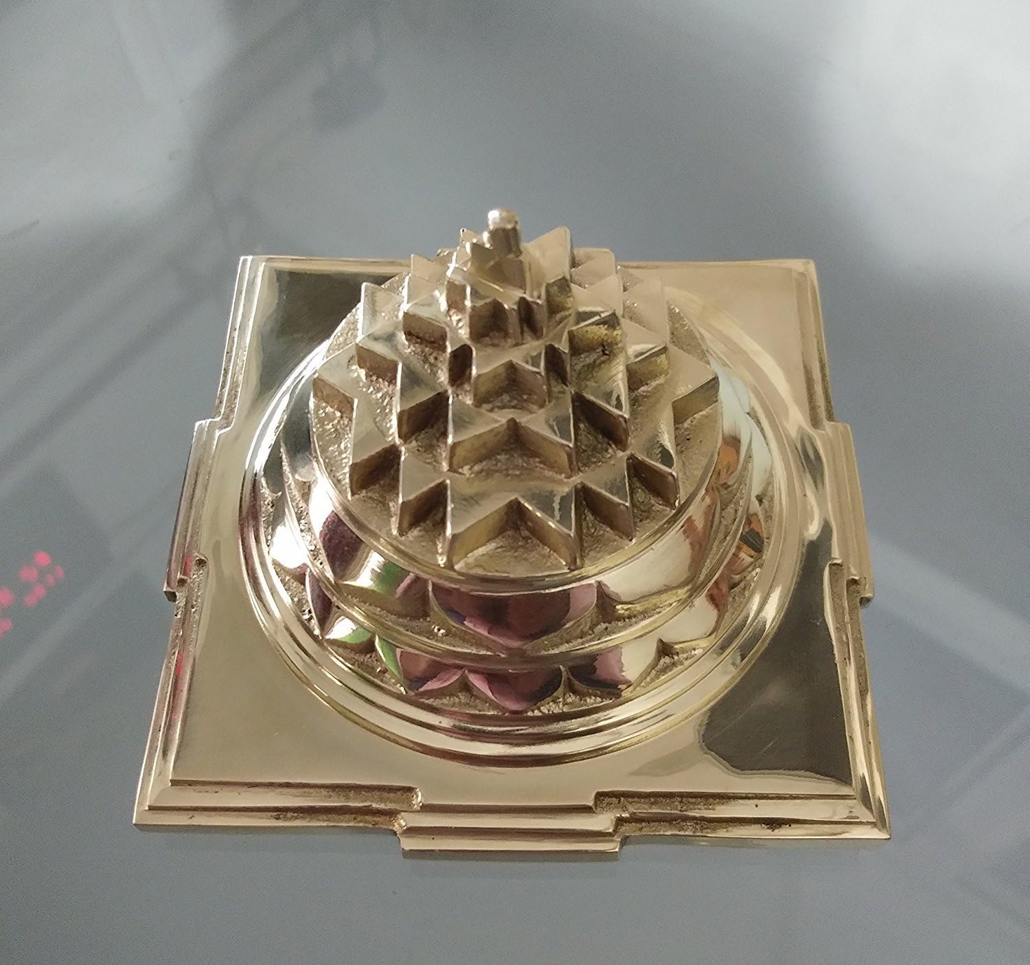 Hollow Braas Maha Meru Shree Yantra 5" inch Energized shree yantra Spiritual powers correcting imbalances overcome fears, prosperity