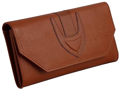 Skyblaze Genuine Leather Brown Color Bifold Womens Leather Clutch women/girl