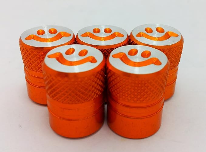 Tire Valve Stem Caps Smiley Face Orange Valve Caps 5pcs