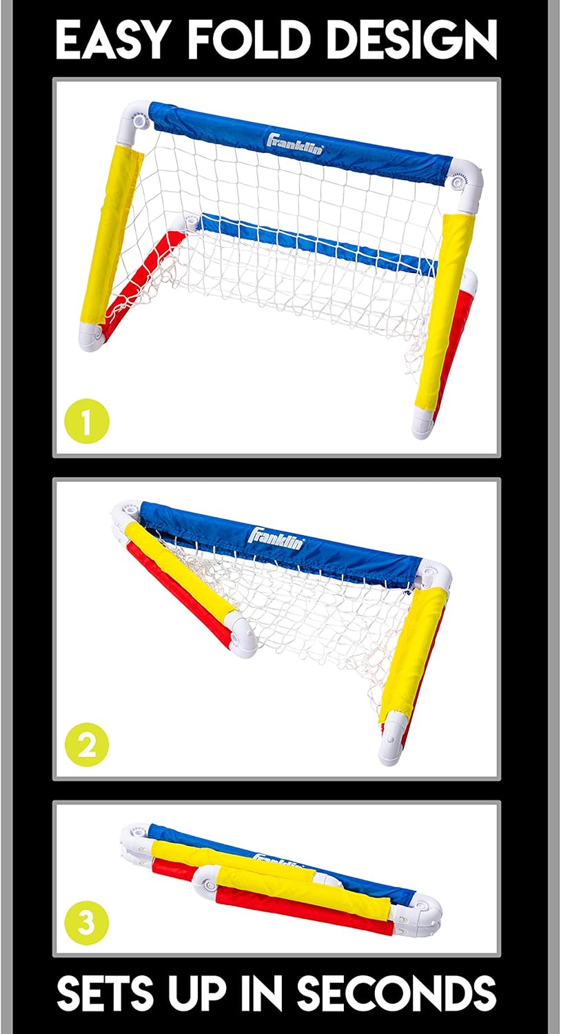 Franklin Sports Kids Mini Soccer Goal Set - Backyard/Indoor Mini Net and Ball Set with Pump - Portable Folding Youth Soccer Goal Set - 24" x 16": Toys & Games