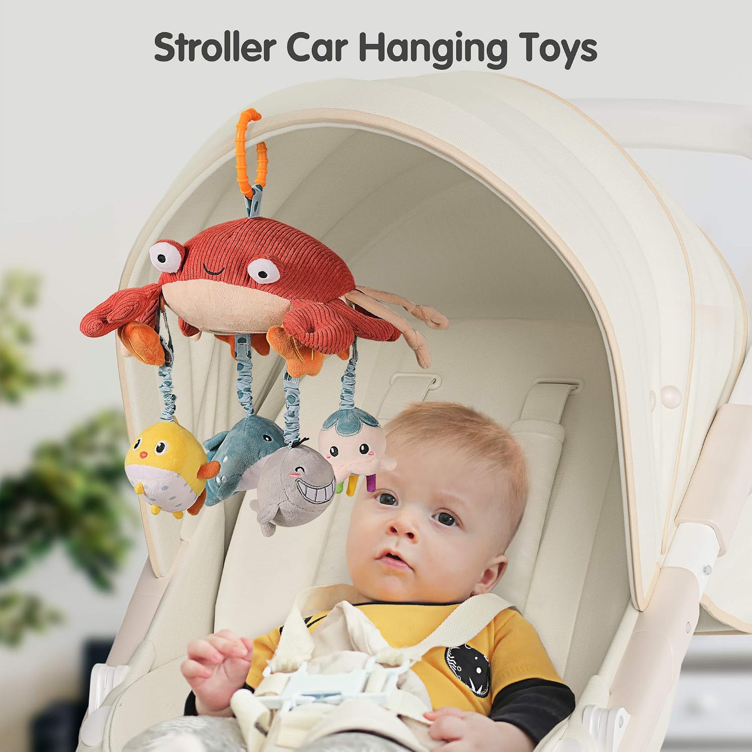 TUMAMA Baby Hanging Toys Tummy Time Mirror for Crib Mobile Activity Plush Animal Stroller Soft Sets for 0-12 Months, Newborn - Image 5