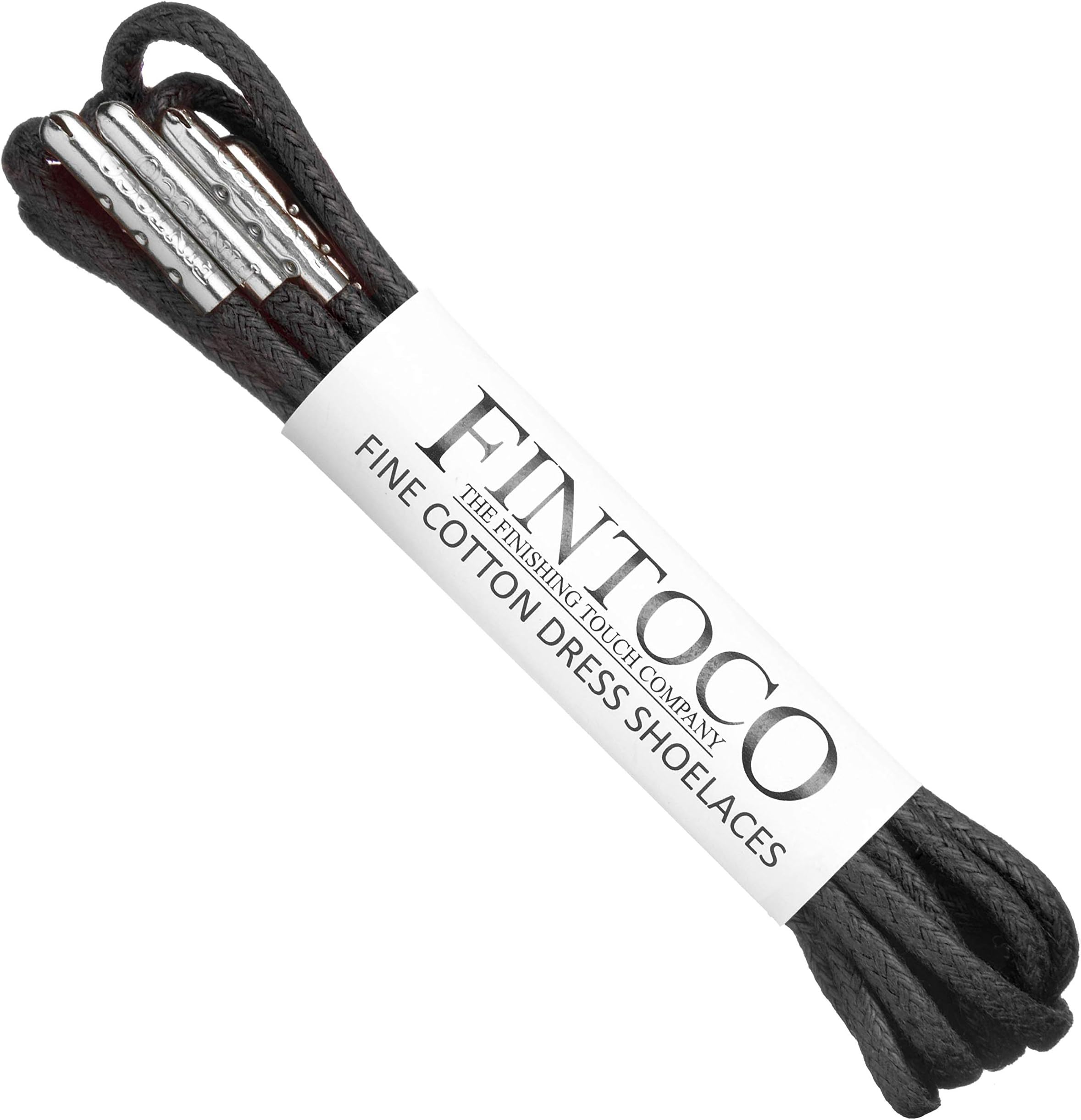 Fintoco Round Waxed Dress Shoe laces with Metal Tips