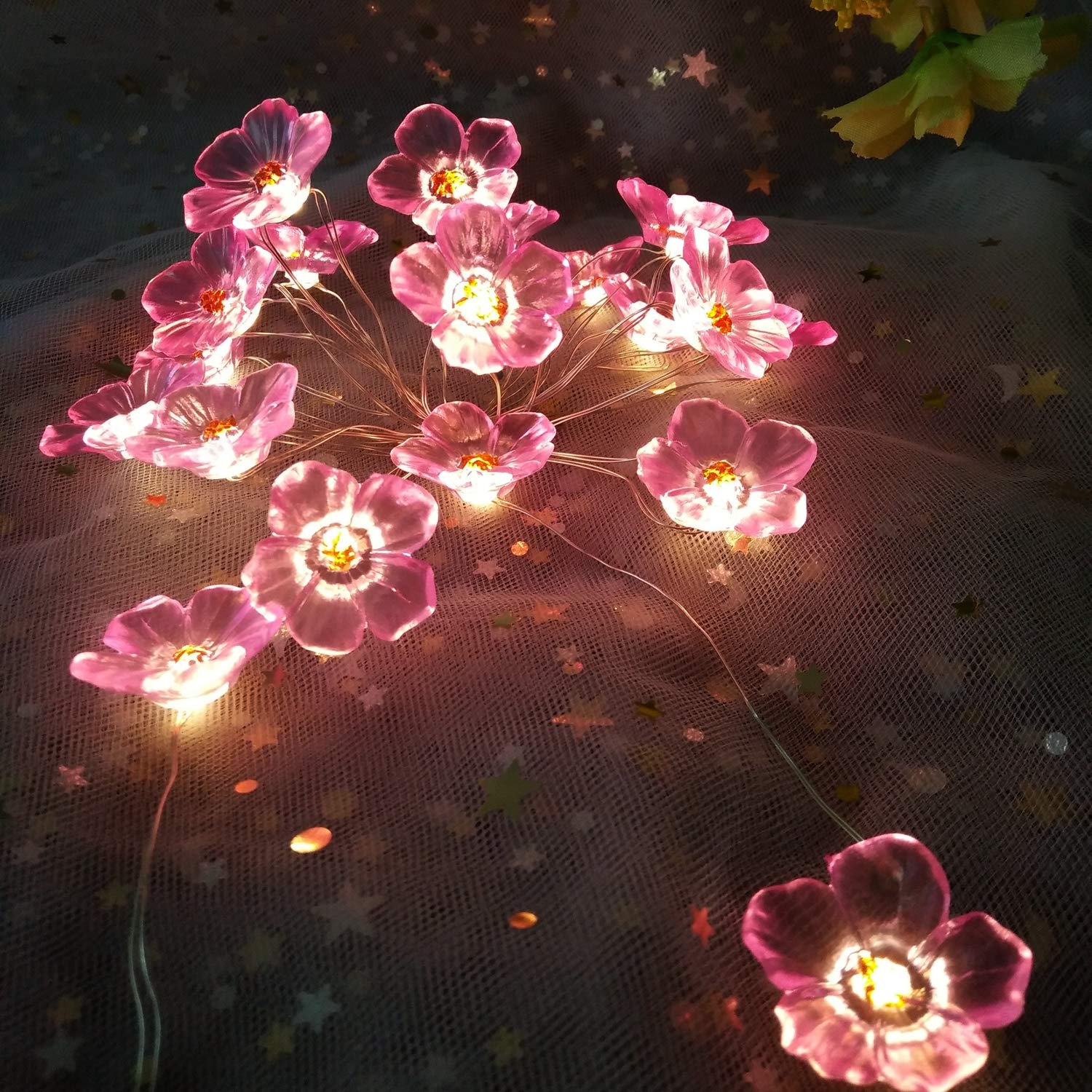 teenage bedroom string lights