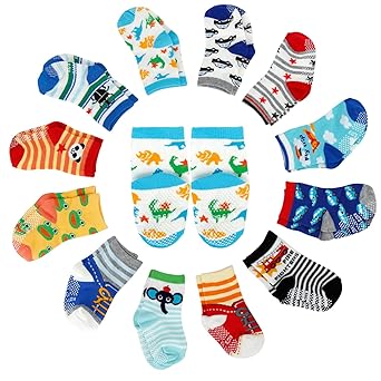 FUTURE FOUNDER 12er-pack Baby ABS Socken, Anti Rutsch Socken für 12-36 Monate Baby Mädchen und jungen