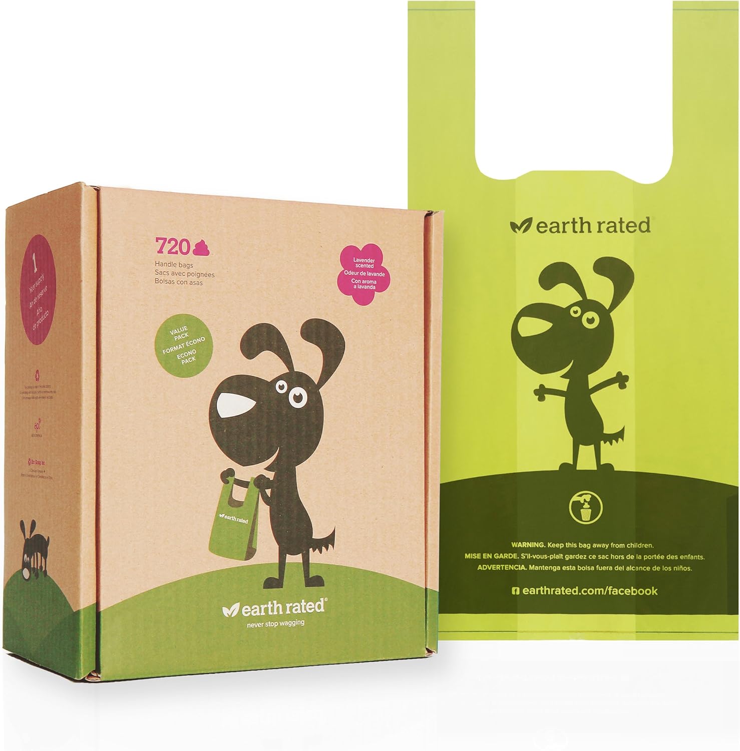 Earth Rated Poop Bags, Dog Waste Bags with Easy Tie Handles, Completely