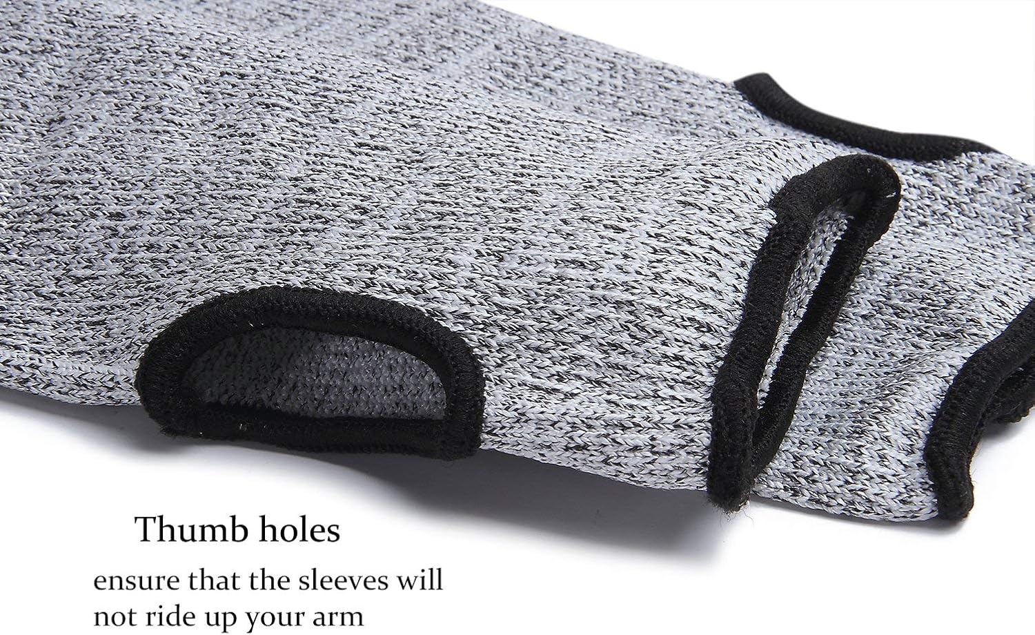Cut Resistant Sleeves with Thumb Hole, Level 5 Protection, Slash Resistant Safety Protective Arm Sleeves, 17 inch, Grey Black (1 Pair) - - 