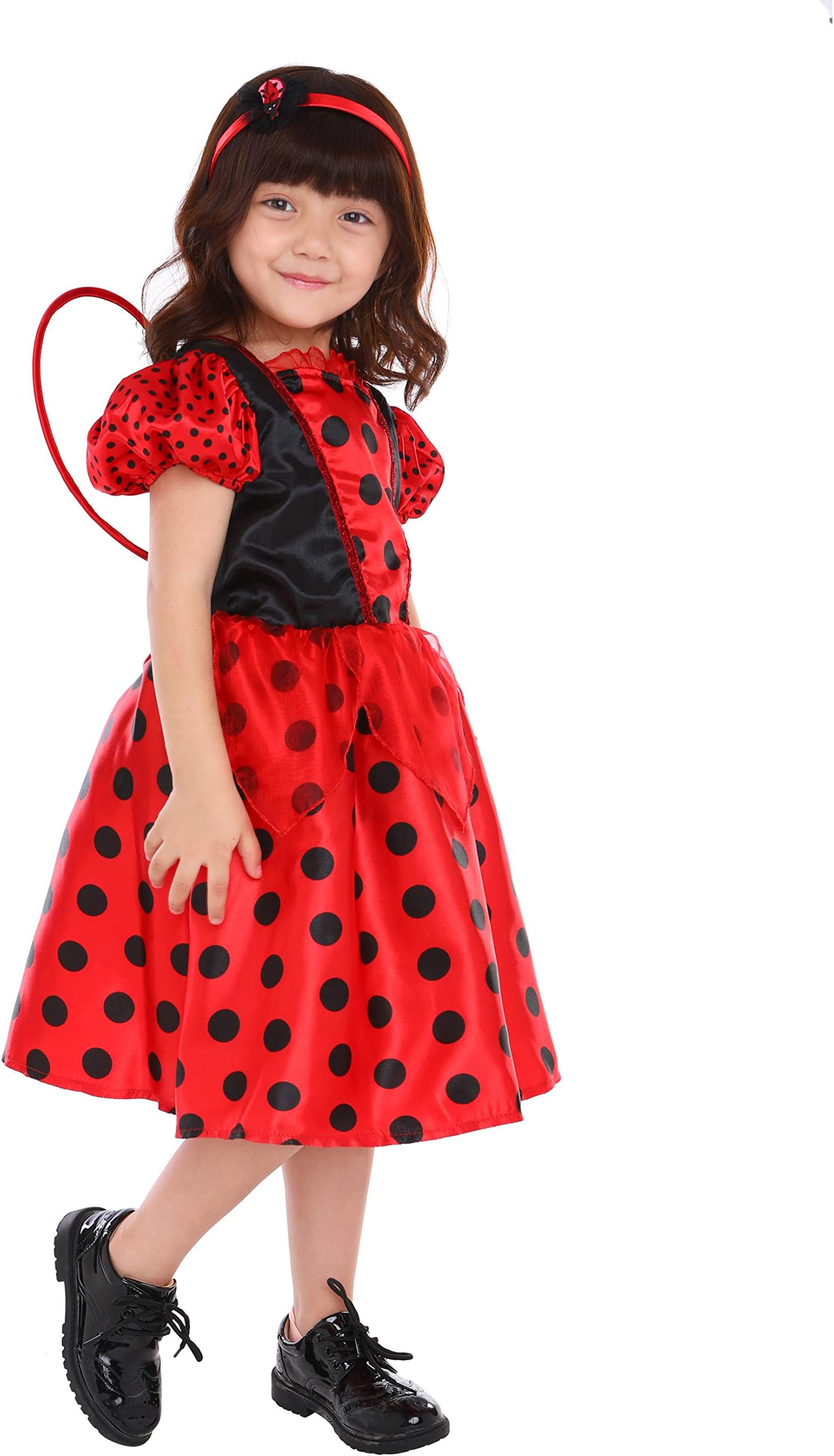 SPUNICOS Girls Halloween Ladybug Costume,Ladybug Cosplay Dress in Size 3-4,5-6,7-8