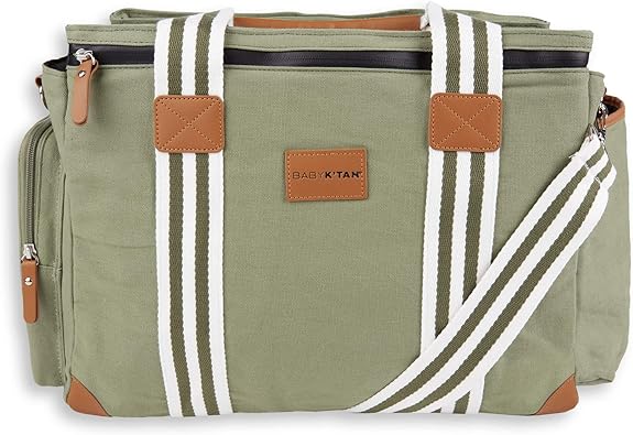 grey and tan changing bag