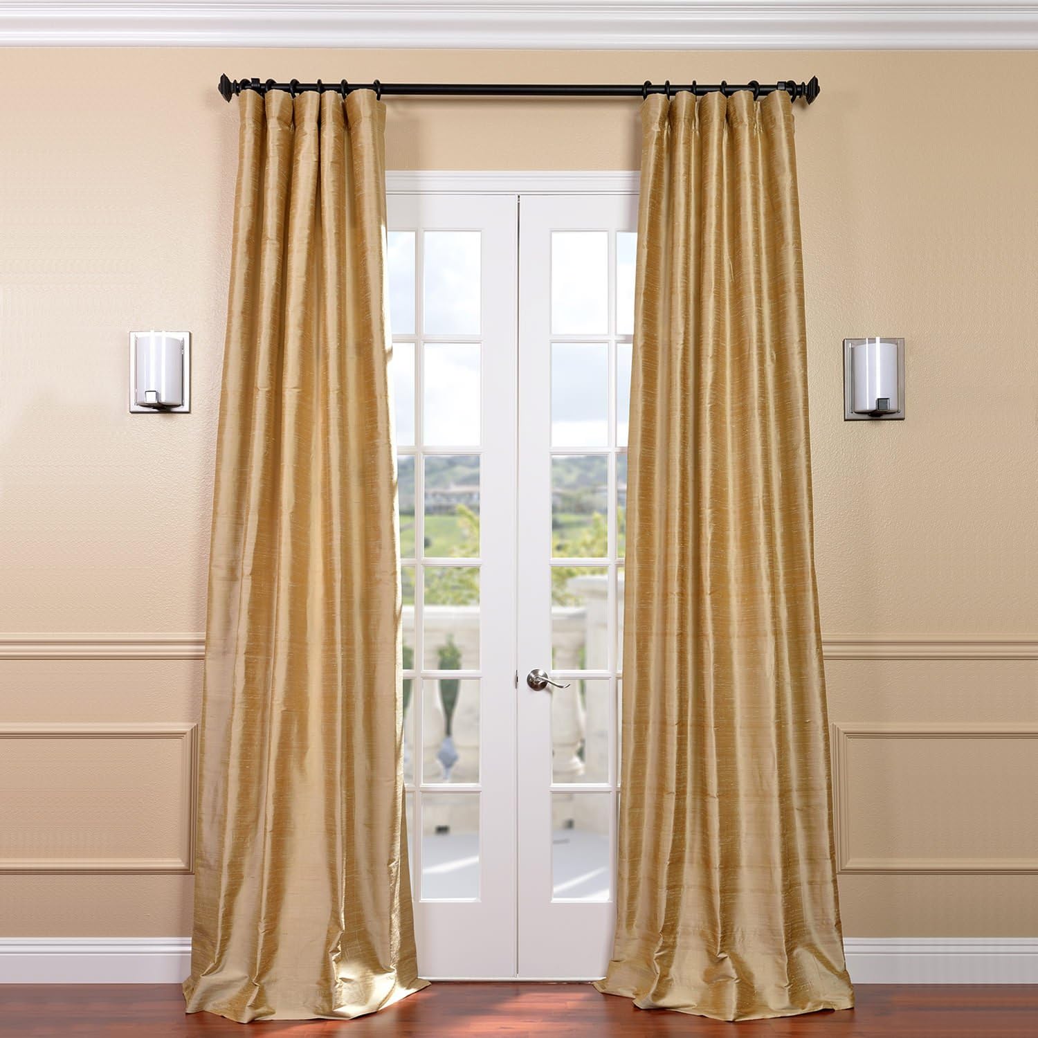 HPD Half Price Drapes Textured Dupioni Silk Curtains for Bedroom, Living Room 50 X 108 (1 Panel), DIS-ID15-108, Biscotti