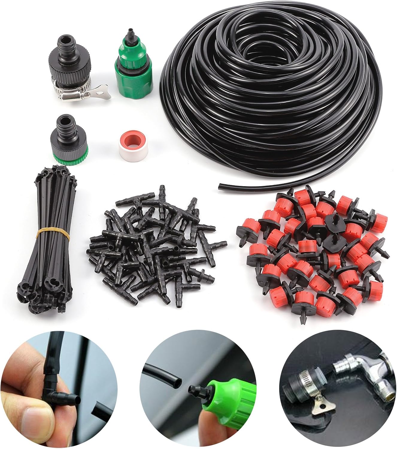 SurePromise 25M Micro Flow Drip Watering Irrigation Kit System Self ...