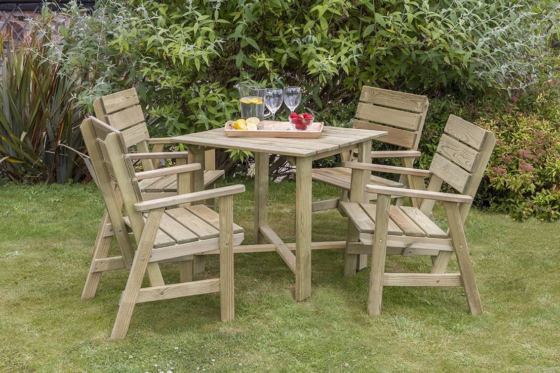 Tolle aus Holz Gartenmöbel-Set 4 natur Holz Finish Vier Stühle und