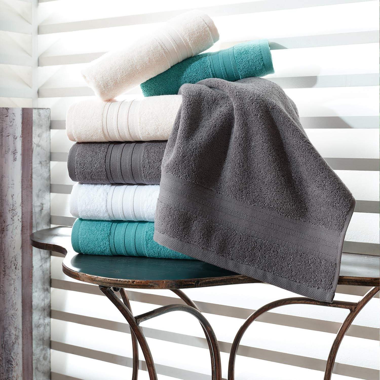 Hammam Linen 100% Cotton 27x54 4 Piece Set Bath Towels Cool Grey Soft and Absorbent, Premium Quality Perfect for Daily Use 100% Cotton Towels: Kitchen & Dining