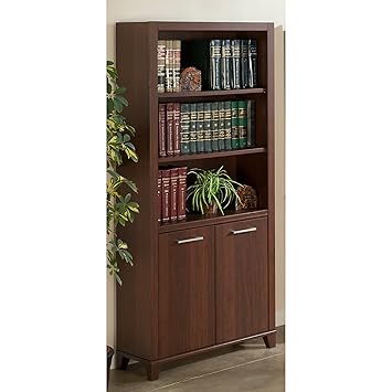 Amazon Com Bush Furniture Achieve Bookcase With Doors In