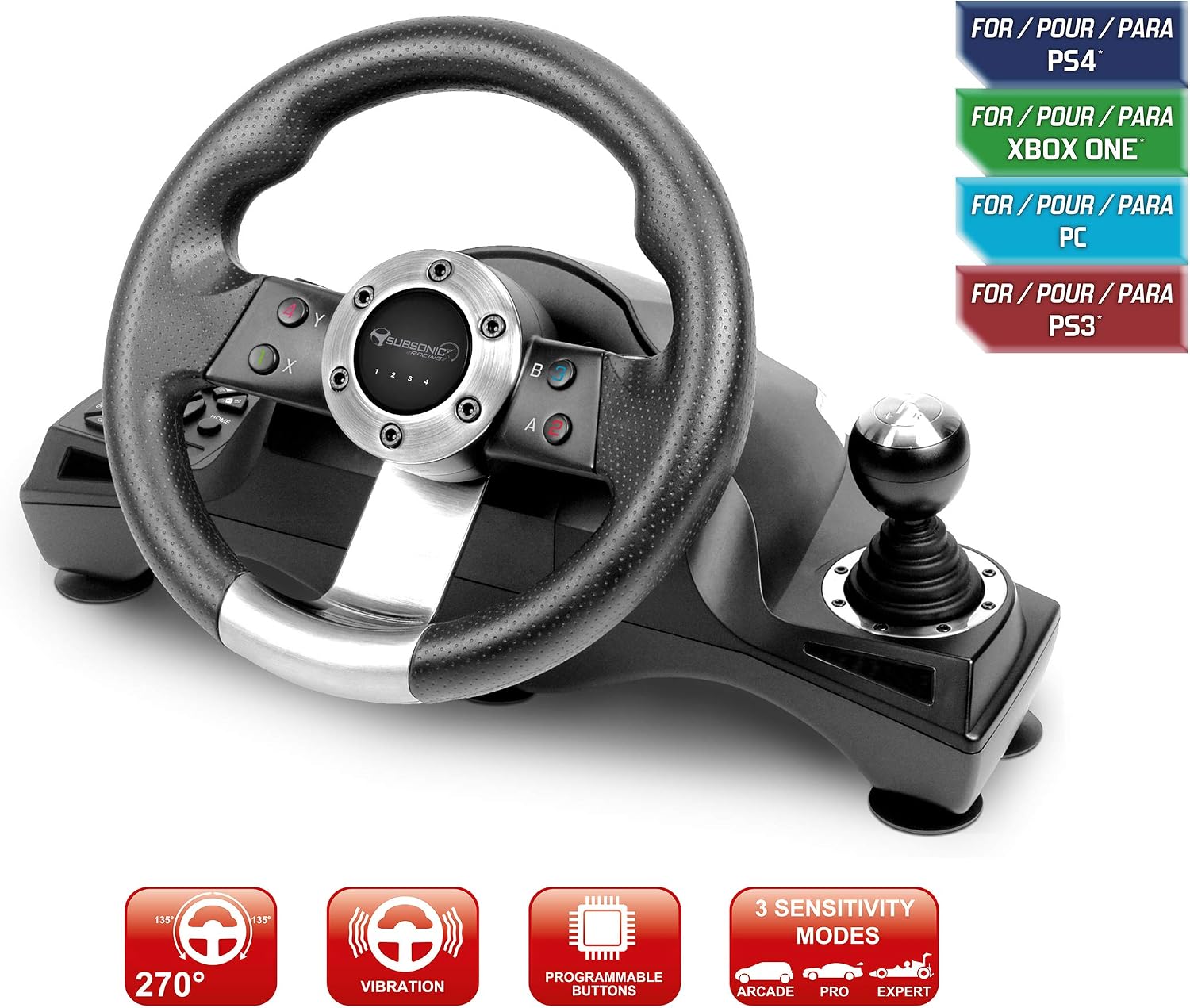 Subsonic Sa5156 Drive Pro Sport Racing Wheel For Playstation 4 Ps4 Slim Ps4 Pro Xbox One Xbox One S And Ps3