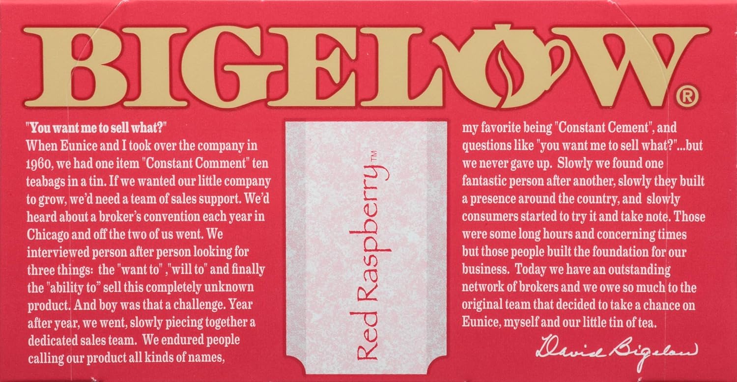 Bigelow Red Raspberry Caffeine-Free Herbal Tea, 20 Bags, Pack of 6 : Green Teas : Grocery & Gourmet Food