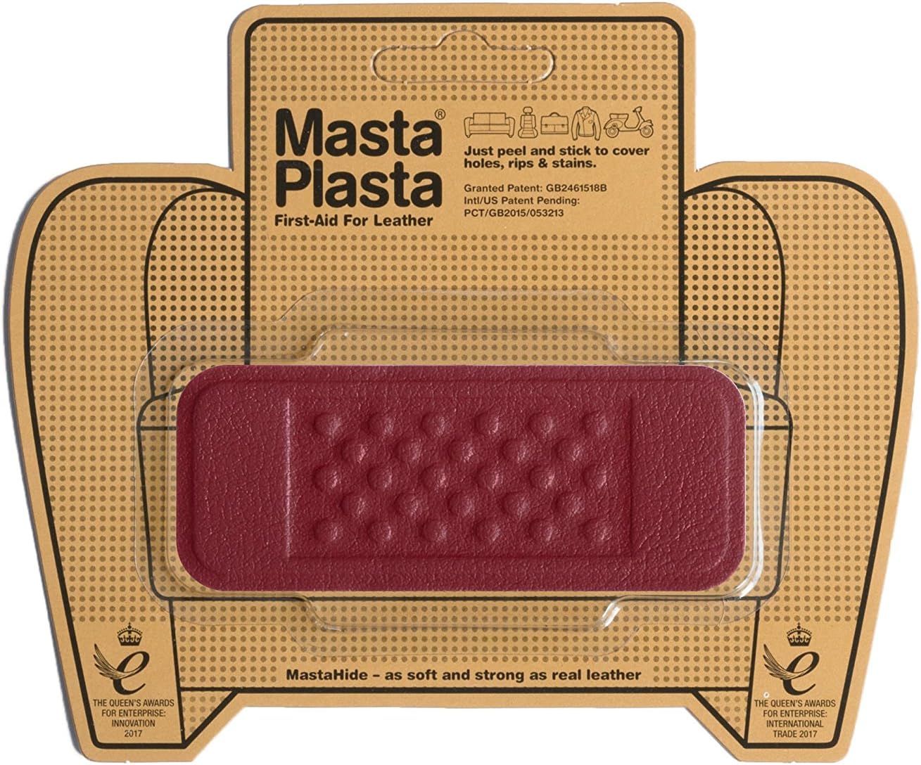 MastaPlasta Red SelfAdhesive LEATHER REPAIR Patches. Choose size