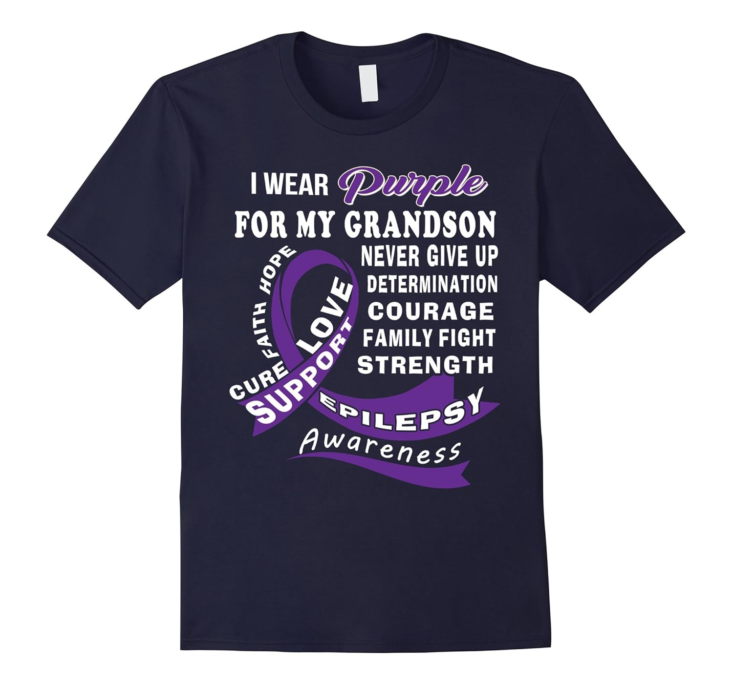 Epilepsy Awareness T-Shirt I Wear Purple For My Grandson Tee-ANZ