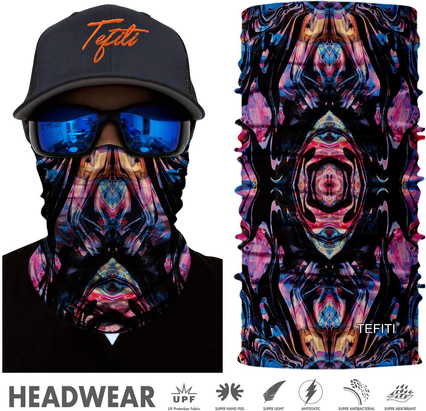 TEFITI Balaclava Face Scarf, Multifunctional Headwear Neck Gaiter for Men, 3D Dust Mask Sun UV Dust Wind Proof for Outdoor Camping, Running, Motorcycling, Fishing, Hunting