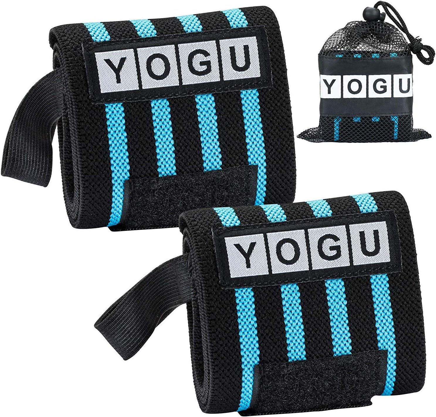 YOGU Wrist Wraps with Thumb Loops Wrist Support Braces for Heavier Weight Lifting Xfit Powerlifting Crossfit Strength Training Gym Workouts Bodybuilding Wrist Straps 18" Pair with Free Carry Bag : Sports & Outdoors