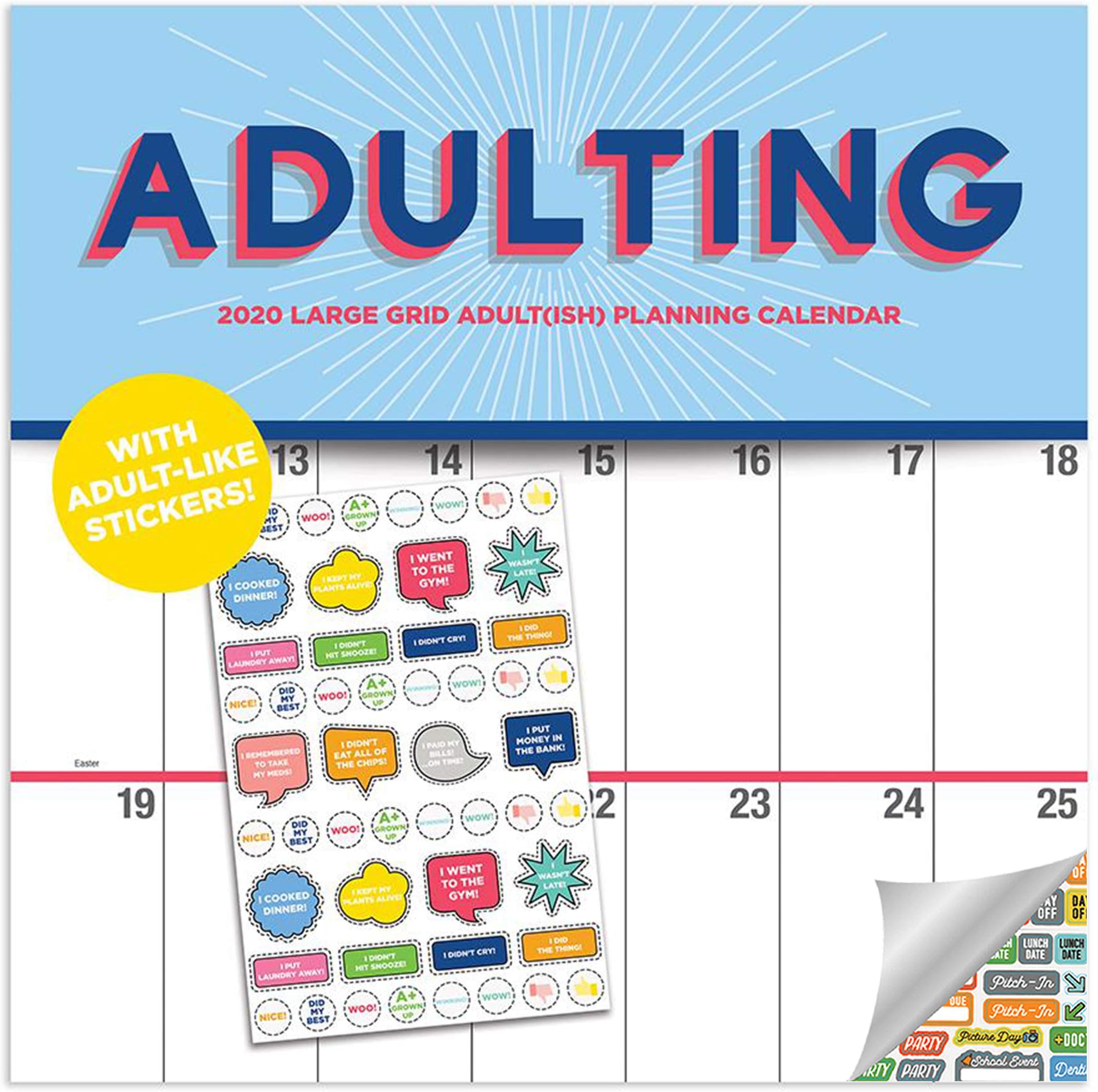 Adulting Calendar 2020 Young Adult Motivational Wall Calendar with Over 150 Motivational Calendar Stickers