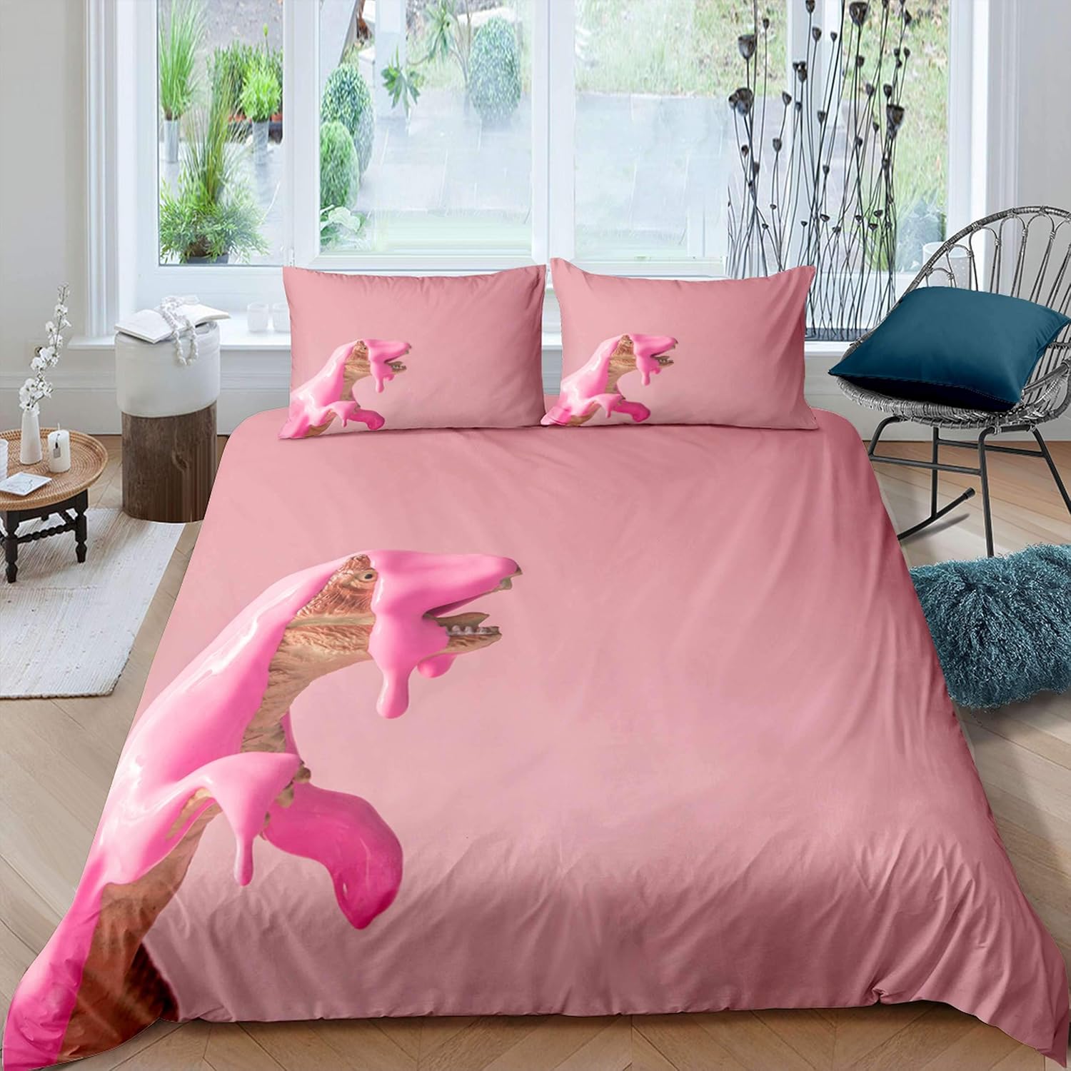 pink dinosaur duvet cover