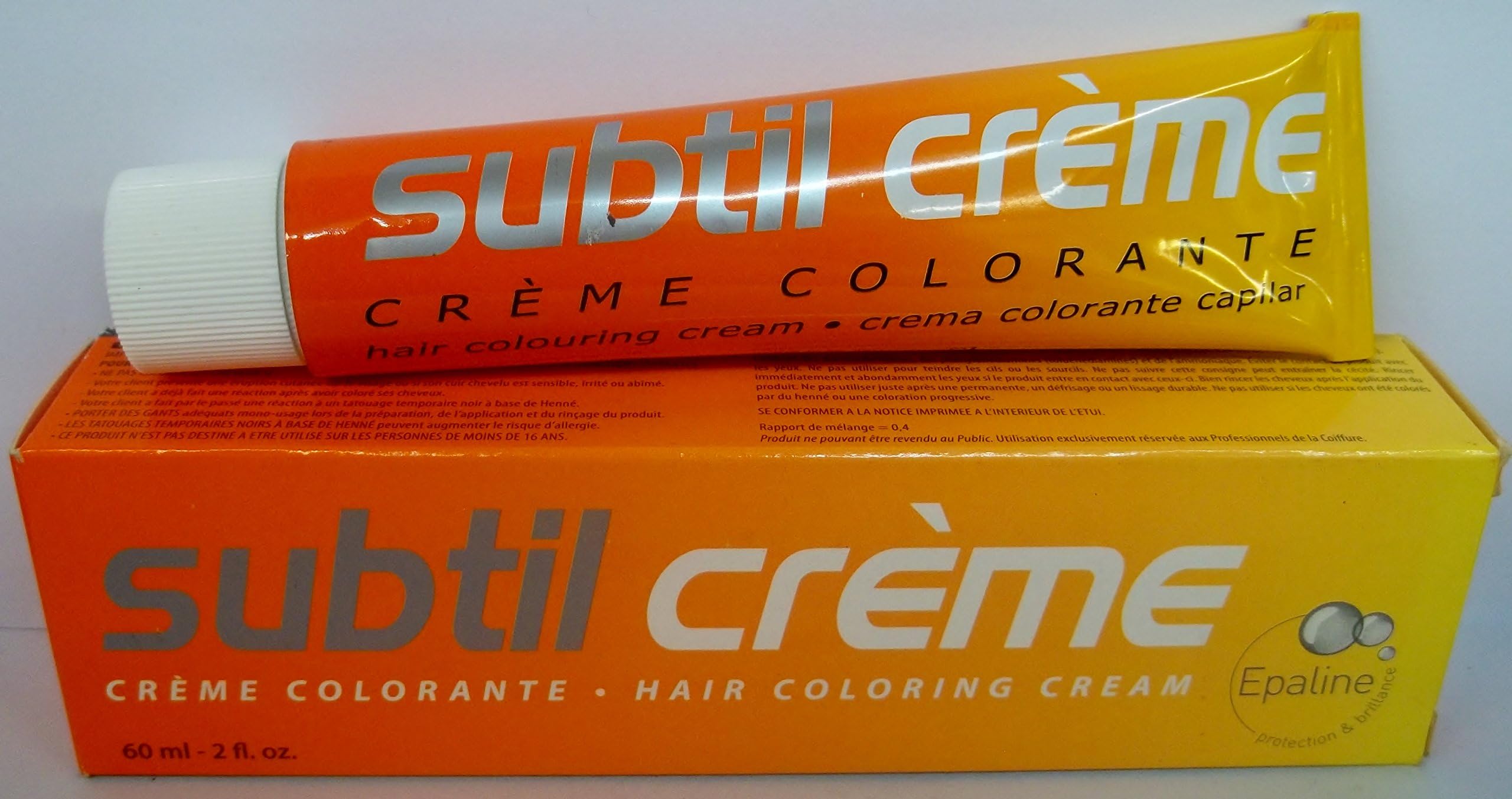 Subtil Creme - Hair Coloring Creme Enhanced with Epaline for Gentleness, Protection, and Brilliance - Size: 2.0 Fl. Oz. Tube - Shade Selection: 4.45 - Chestnut Copper Mahogany/Chatain Cuivre Acajou
