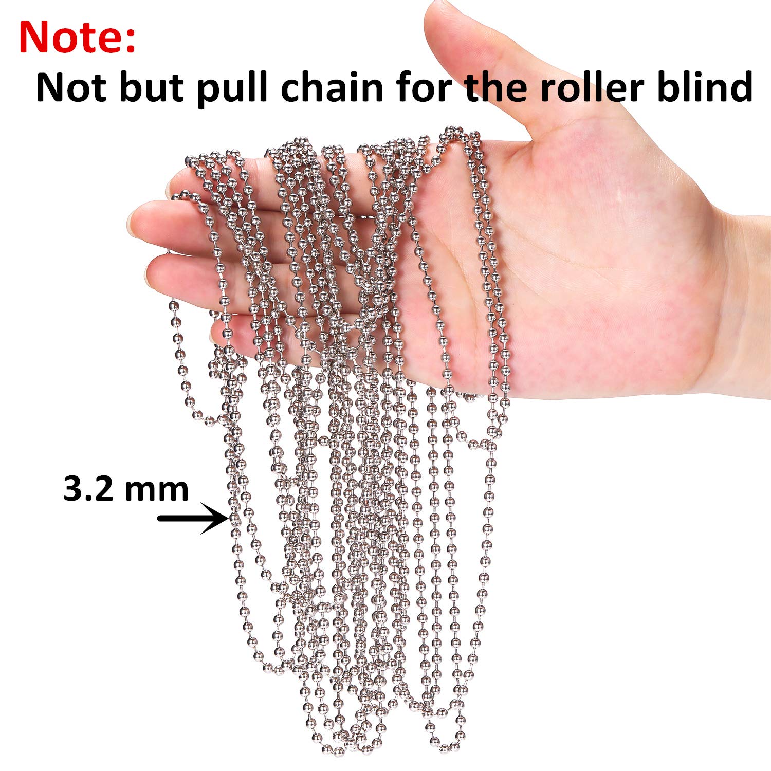 Pull Chain Ornaments Silver TecUnite 19.7 Feet 3.2 mm Diameter Beaded