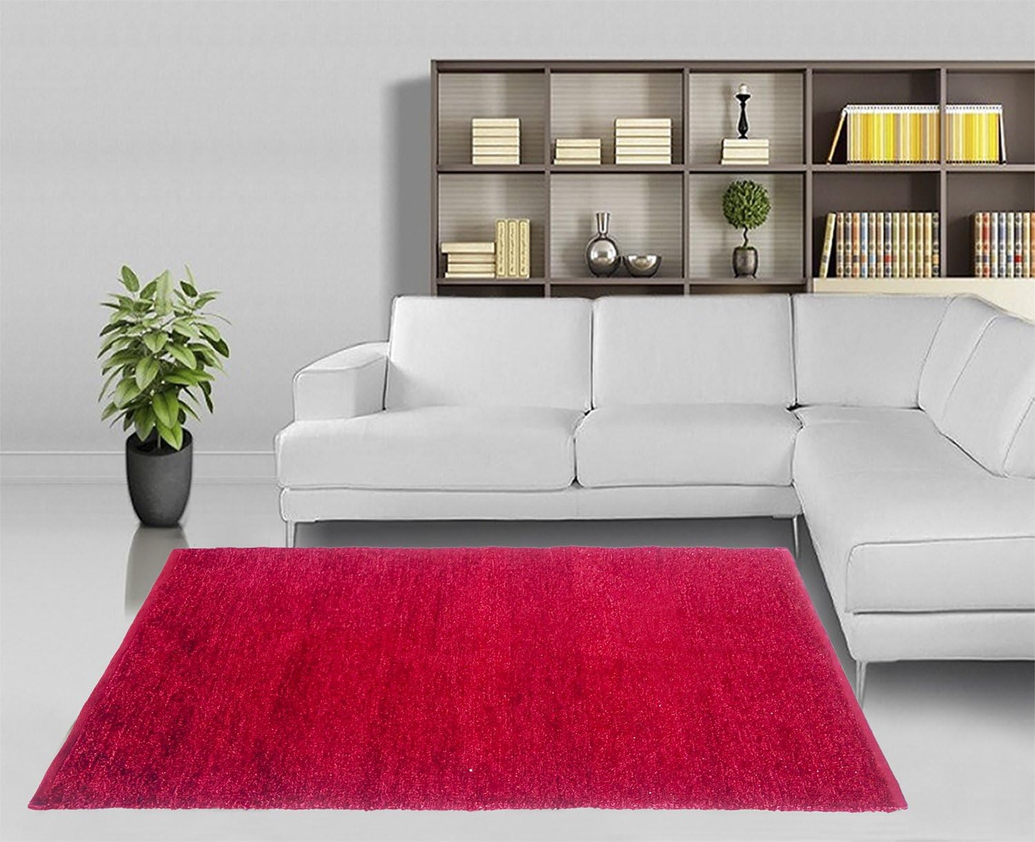Glamkaart Reversible Red Feather Floor Rug 3x5 Feet