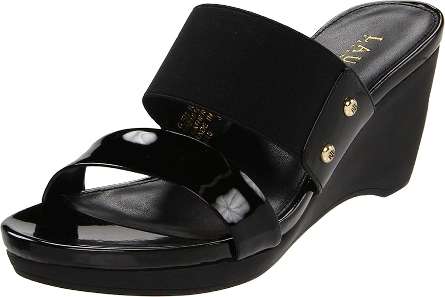 ralph lauren black wedge sandals