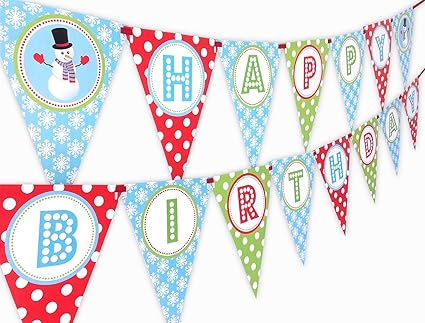 Amazon Com Snowman Happy Birthday Banner Pennant Toys Games