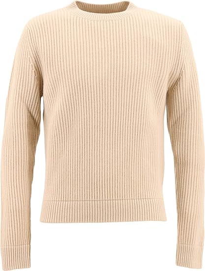 Amazon Lamberto Losani ランベルト ロザーニ メンズ カシミヤ クルーネック ニットセーター H96 323 ライトベージュ セーター 通販