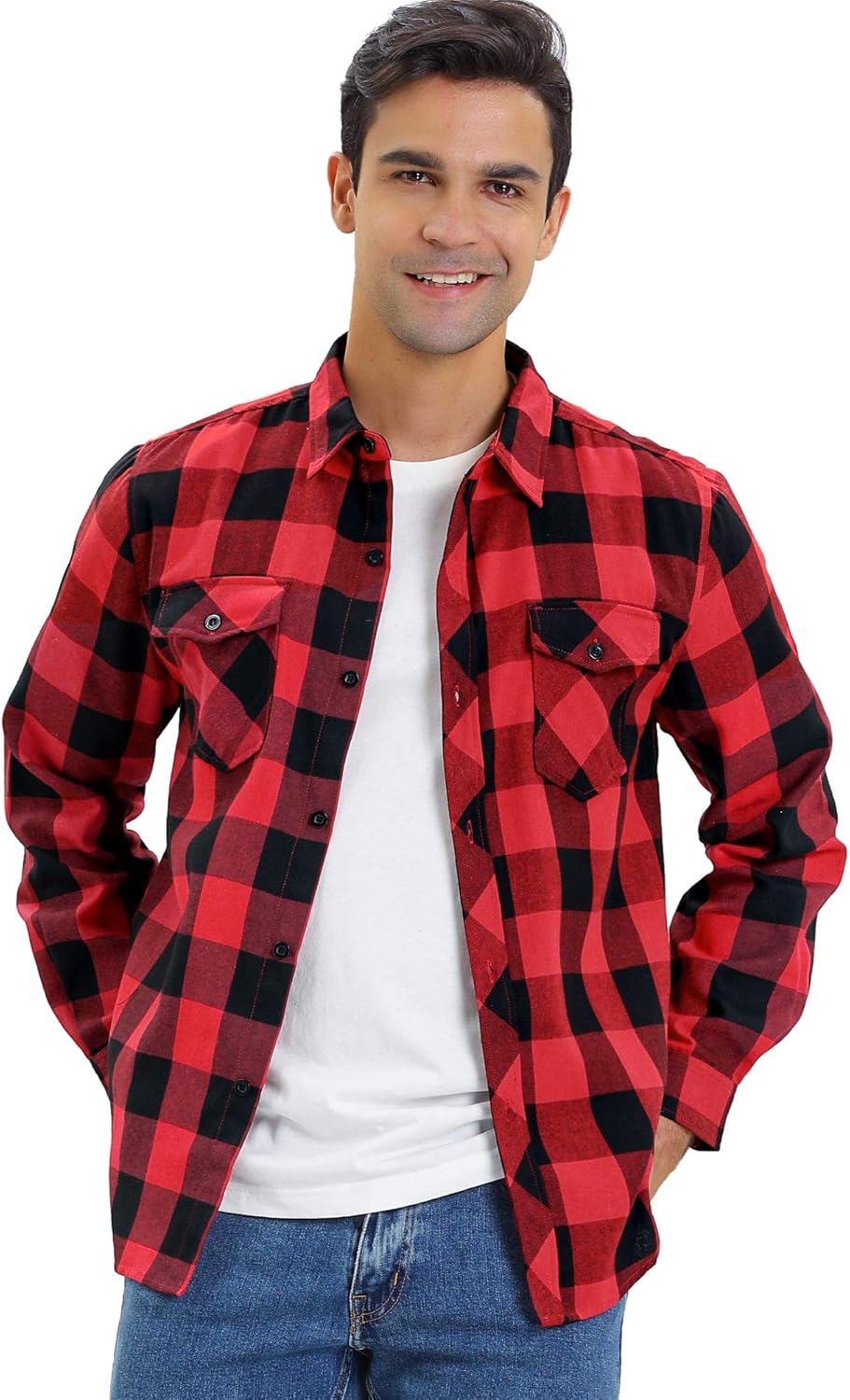 flannel shirt and jeans