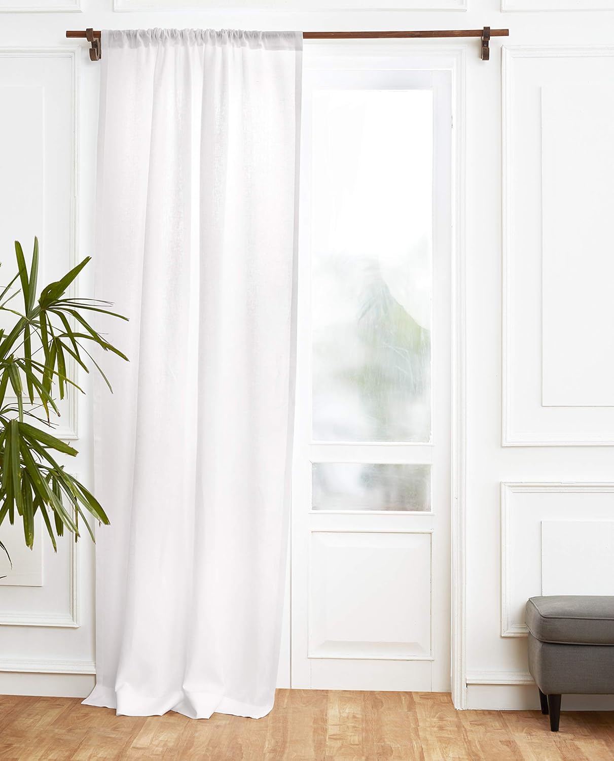 Solino Home 100% Pure Linen Curtain – 52 x 108 Inch White Lightweight Rod Pocket Window Panel – Handcrafted from European Flax
