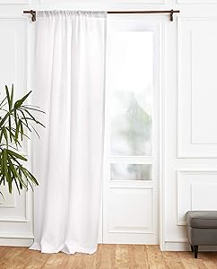Solino Home 100% Pure Linen Curtain – 52 x 108 Inch White Lightweight Rod Pocket Window Panel – Handcrafted from European Flax