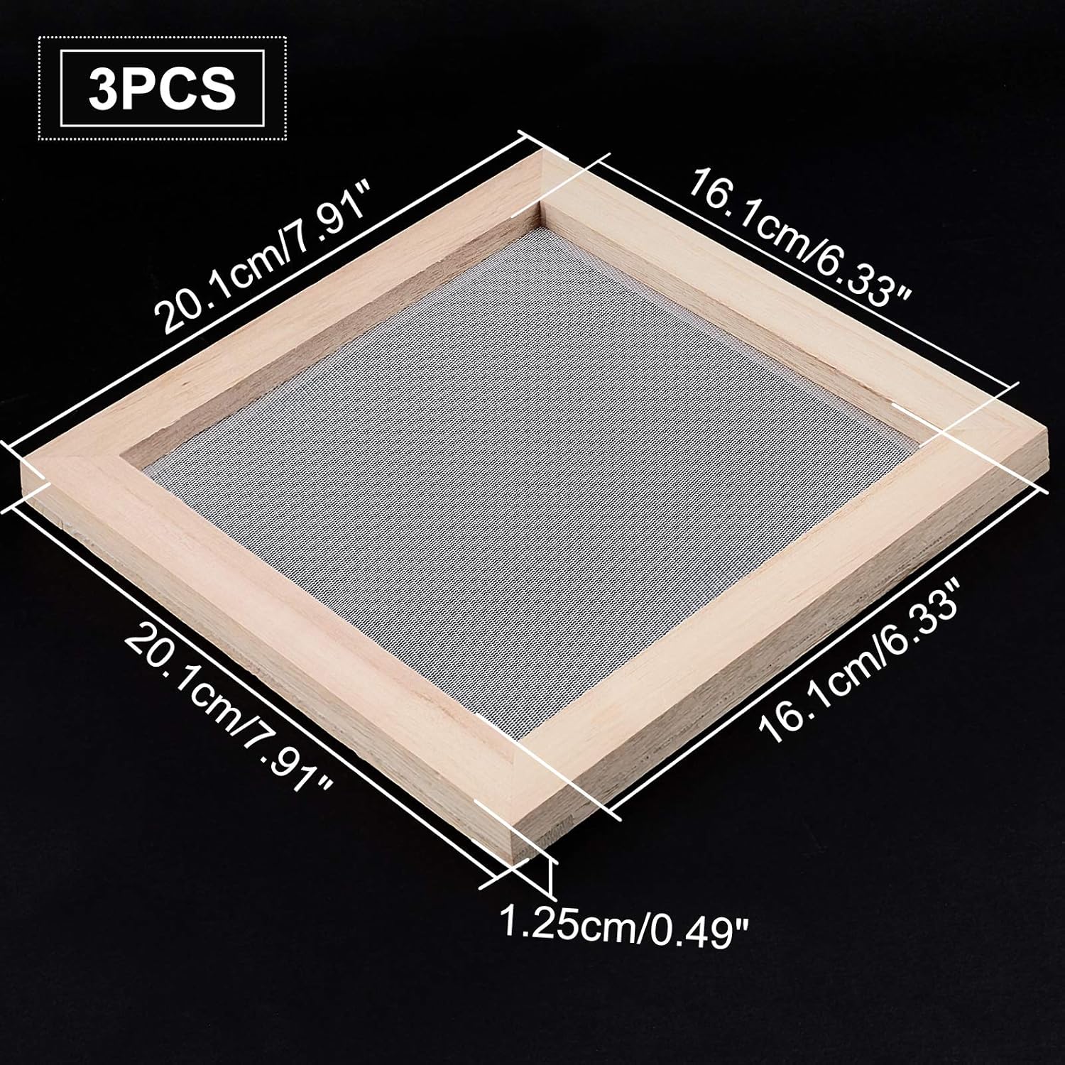 SUPERFINDINGS 3Pcs Wood Paper Making Frame 20x20cm Paper Making Screen Kit Burly Wood Ancient Square Paper Making Moulds Frame Screen Tools Printing Frame for DIY Paper Craft Handmade - Image 3