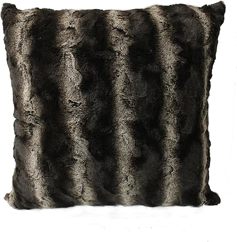 Amazon Com Dark Charcoal Brown Mink Faux Fur Throw Pillow With