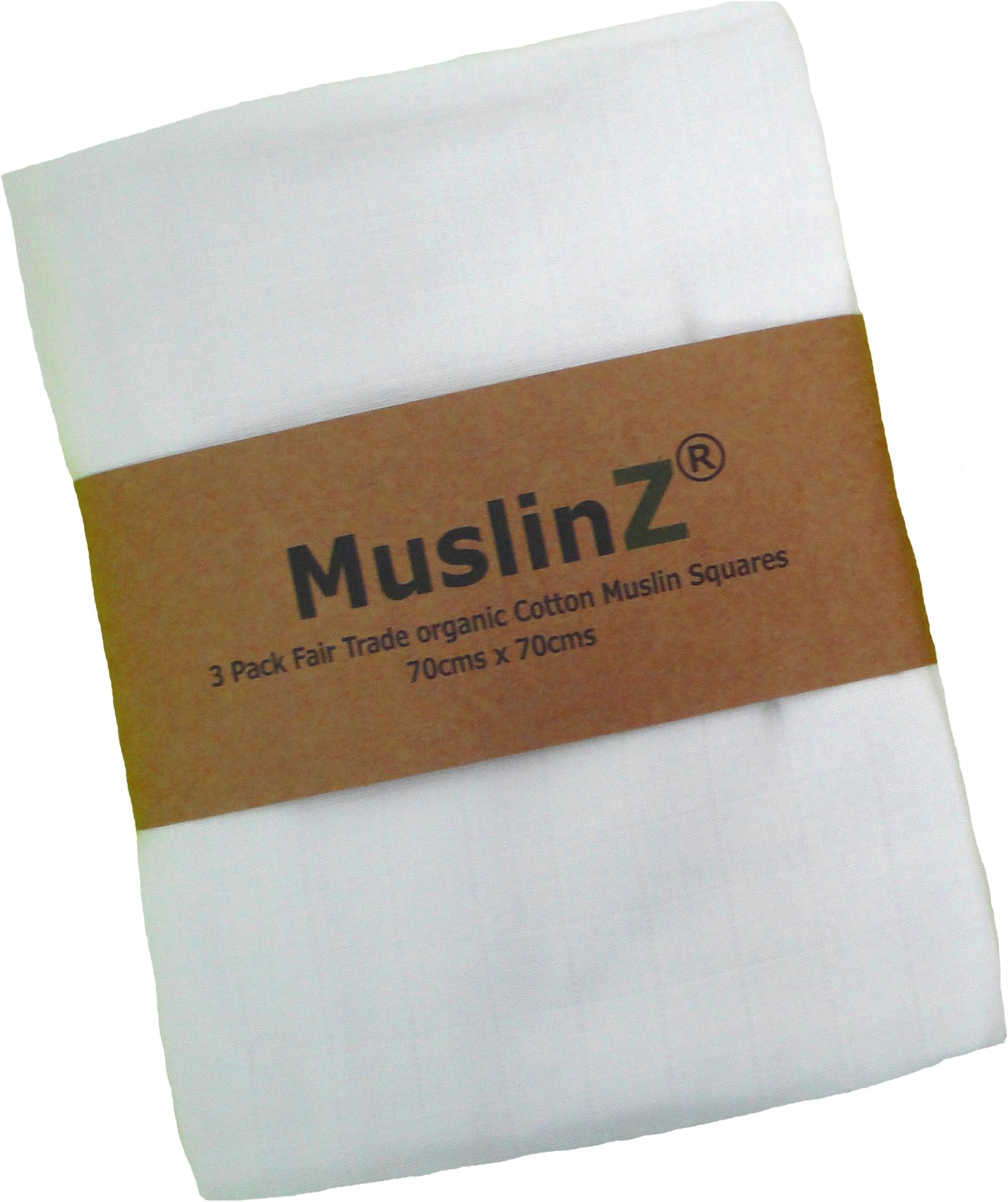 Muslinz Fair Trade Premium Quality Organic Square Cotton Muslin (70 X 70 Cm, White, Pack of 3)