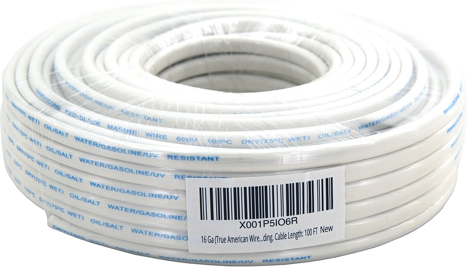 GS Power’s 16 Ga (True American Wire Gauge) AWG Tinned Oxygen Free Copper OFC Duplex 16/2 Dual Conductor AC Marine Boat Battery Wire. Cable Length: 100 FT (50 or 200' Options Available): Automotive