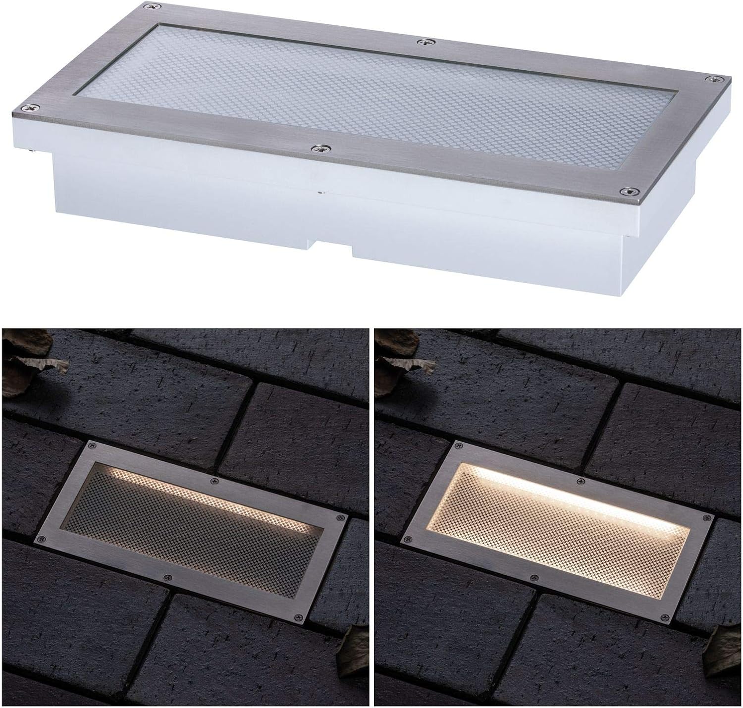Paulmann 94239 Solar Aron recessed Floor luminaire LED Outdoor luminaire Rectangular incl. 1x1.5 watt Black Stainless Steel