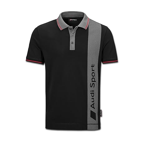 Audi Original Sport Poloshirt, Herren, Schwarz/Grau (XL)