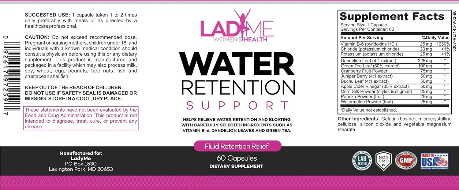 Water Retention Pills for Women Bloating Relief with Vitamin B6