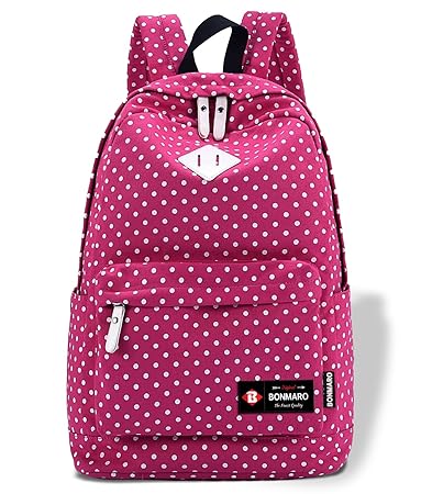 Bonmaro Polka Dot Pink Canvas Backpack