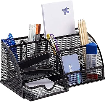 Organizador de escritorio de malla con 6 compartimentos, se ...