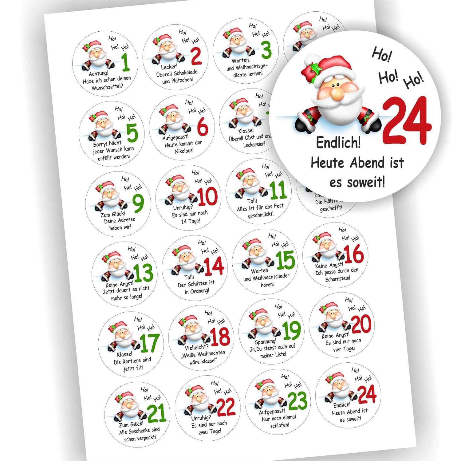 Play Too 24 Aufkleber Adventskalender Zahlen Fest