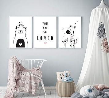 Modern Nursery Art By Mila Lou Set Of 3 Framed 10x12