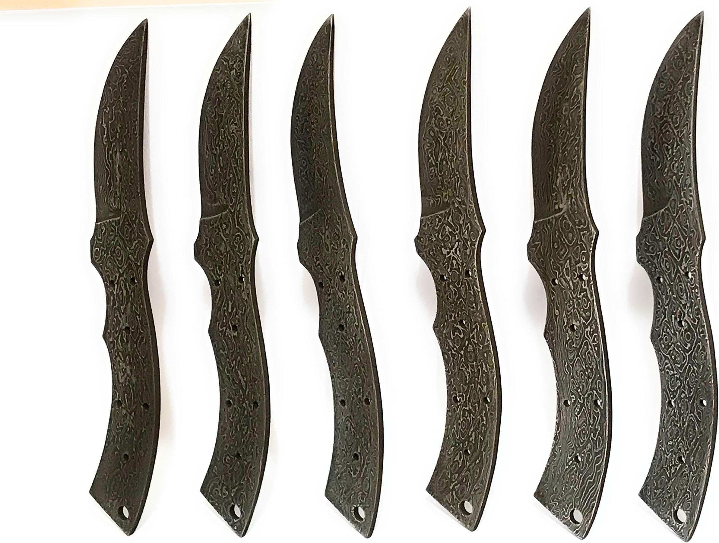 KRISHNA HANDICRAFTS Hand Crafted high Carbon Steel lot Damascus Blanks six piecies