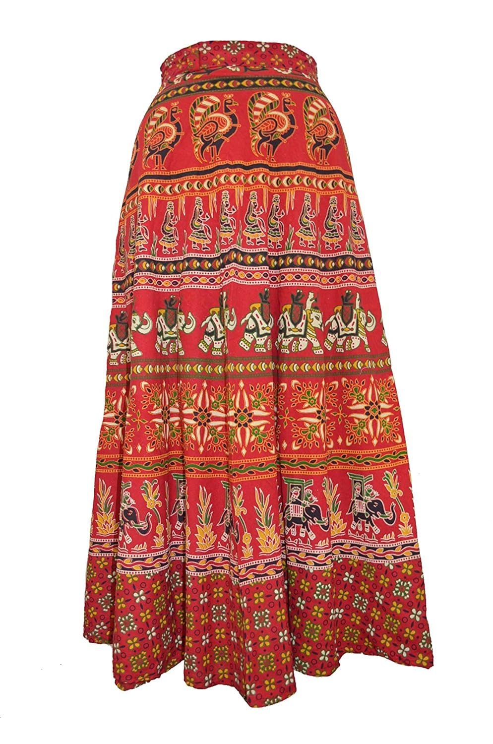 chanchal women's cotton skirt (chnchlwrpski07a_red_free size)