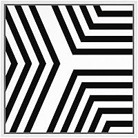 SIGNWIN Framed Canvas Wall Art Optical Illusion Line Art in a Symmetrical Arrows Geometric Shapes Illustrations Minimalism Modern Fun Black and White for Living Room, Bedroom, Office - 16x16 inches