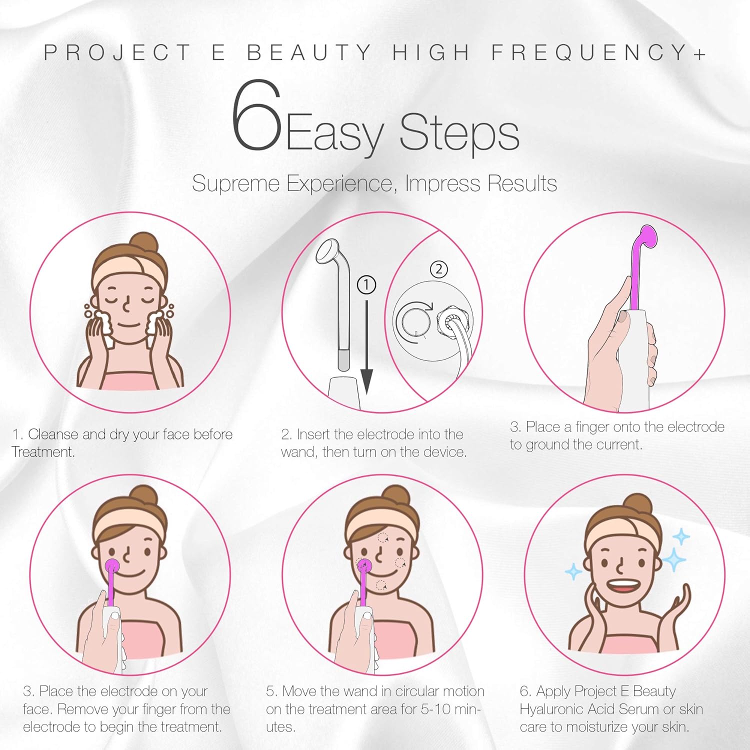 Project E Beauty 6 Argon Gas Violet and Neon Gas Orange Electrodes D'arsonval High frequency Apparatus Home Use Skin Care Device: Health & Personal Care